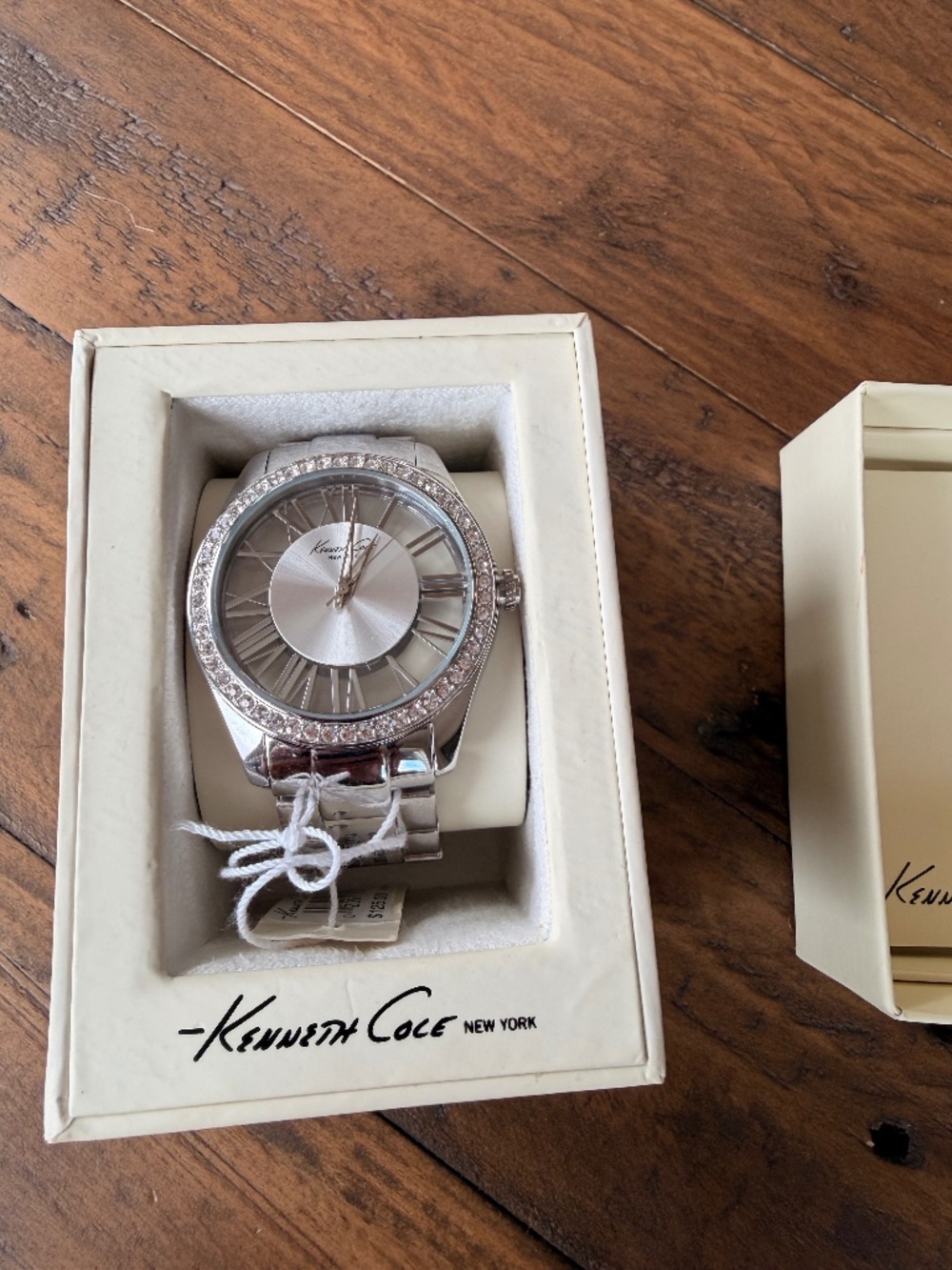 Kenneth Cole New York Silver Crystal Bezel Bracelet Watch Box
